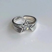 패션반지 써지컬반지패션 반짝이 라인석 불규칙한 스타 커플 반지 여성 남성 빈티지 크리스탈 오각형 조절