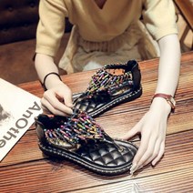 ZZJJC 플립플랫 앤티크 큐빅 샌들녀