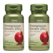(1+1) 지엔씨 허벌 플러스 GNC Pomegranate 석류 추출물 250mg 엘라그산 함유 50캡슐 2팩, 1세트, 1세트