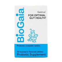 바이오가이아 가스트러스 포 옵티멀 거트(장) 헬스 유산균 만다린 맛 30 츄어블 타블렛, 6병, 30정