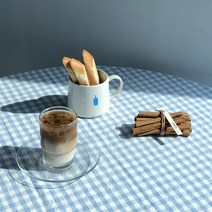 헤이버터 원형테이블보 체크식탁보 피크닉매트-블루, S (140*110), 블루