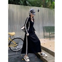 롱 원피스 햅번 브이넥 롱 원피스 슬림핏 원피스 항공특배 웨일쓰