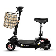 전동 성인용 킥보드 전기 앉아서타는 퀵보드 대리기사 듀얼 접이식 배터리, 24V, 1.블랙 전동킥보드