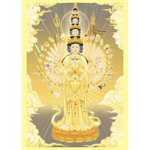관세음 보살 족자 그림 천수천안 관음보살 불상화 수정거상 권축괘화 인화지 소봉 불당화, 5인치크리스탈(9X13CM)