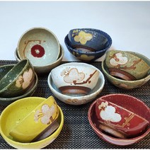 핸드메이드 도자기그릇 도자기밥공기 밥그릇세트 진달래, 블루
