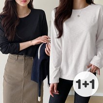 데일리앤 1 1 여성 데일리 긴팔 무지 슬라브 티셔츠 멜렛