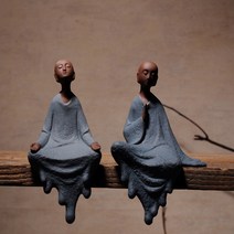 북유럽 사이드 인테리어 테이블 동자상 스님상 승려 화상 공예 장식품 자사 미니 부처님상 불상 백색 도자, 03 2PCS