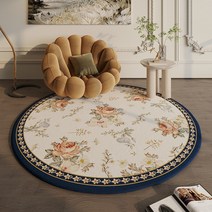 라운드카펫 아메리칸 전원풍 스웨이드 뽀글이 매트 옷방 서재 발코니 거실 방음 소파 매트78131, 온정플라워[후프재질], 지름 60cm