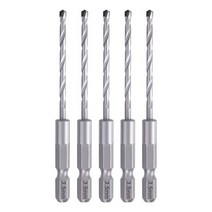 XMSSAA 콘크리트 드릴 육각축 3.5mm 5개 세트 초경 회전·진동 겸용 비트 블록·모르타르·ALC·벽돌·도기 타일·콘크리트에 대응 (3.5mm 세트), 3.5mm 5군