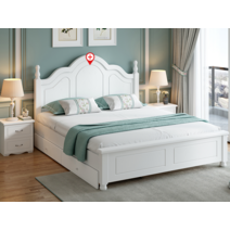 북유럽 화이트 수납 침대 협탁 세트 인테리어 더블 퀸 라지킹 슈퍼싱글, E 2중수납형프레임