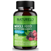 NATURELO 성인용 홀푸드 비타민 구미 - 남성 및 여성을 위한 츄어블 구미 종합 비타민 - 120 비건 구미