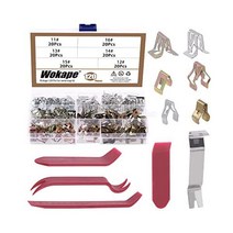 Wokape 125Pcs Universal Metal Retainer Clips Auto Fasteners Assortment Kit with Install Removal Tool, Set No. 1 - 122Pcs