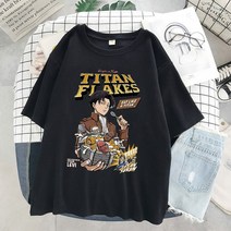 옴니뷰 Anime T-shirt men Graphic Cartoon Titan Attack Shingeki No Kyojin 티셔츠 하라주쿠 오버사이즈, 06 S9202-Black_06 XXL