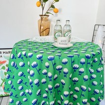 SKANDSALO 식탁매트 참신한 전원 꽃무늬 식탁보 티테이블보 코튼린넨 물방지 사각형 테이블보 먼지방지커버 천, T02-복고 그린-목화, C02-140*220cm(적합 160긴탁자)