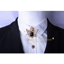볼로 타이 슬링 루프 엔틱 크리스탈 독수리 브로치 브로치 핀 남성 정장 방패 배지 메달 더블 독수리 목도리 버클