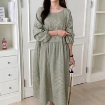 [스위트플러스] 임부복 봄 빅사이즈 이중지코튼 잔꽃 플레어 원피스