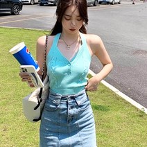 메이킹유 민소매 나시 슬림핏 꽈배기 바캉스룩 나들이룩 끈조절 2852리버티홀터넥