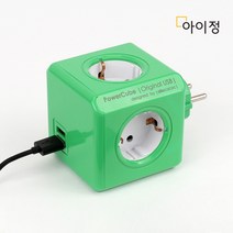 아이정 디자인멀티탭 파워큐브 오리지널 올컬러 그린 4구 USB 멀티콘센트 멀티탭, 1개, 0cm