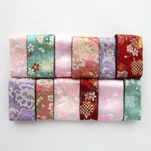 C356 자수꽃 한복리본 길이90cm, 연핑크(lt.pink), 2.5cm