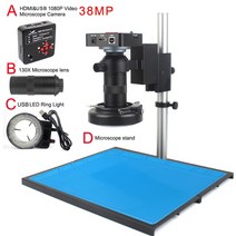 주사전자현미경 비파괴 수질 검사 오염도측정기 1080P HDMI USB 디지털 비디오 카메라 130X 줌 C 마운트 LED 조명 실험실 PCB 휴대폰 수리 도구, 4.38MP HDMI USB Camera