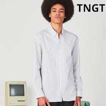 TNGT [20SS TNGT 남성]화이트 스트라이프 오픈 카라 튜닉 셔츠_TGSH0B217N2