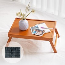 우디홈 접이식 미니 테이블 원목 캠핑 좌식 베드 트레이, 베드테이블 대형_브라운, 가방 포함