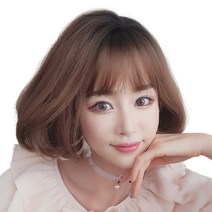 하이유니 보브컷 C컬 펌 헤어 단발 통가발 가발 26cm + 거치대 세트, 라이트브라운 / 26cm