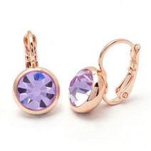 업타운걸스 크리스탈 로즈골드 원터치 드롭 귀걸이 8mm 바이올렛