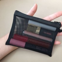 화장품용 메이크업 가방 메쉬 블랙 케이스 여성 화장품 브러쉬 도구 키트 소녀 립스틱 보관 파우치 1 개