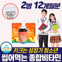 고등학생 영양제 청소년 종합비타민 수험생 중학생 씹어먹는 수험생 피로회복 멀티 비타민 C B D 아연 체력 집중력 긴장완화 면역력 면연력 원어데이 추어블 츄어블 10대 주니어, 180정, 2개