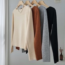 베러리 보트넥 입술넥 기본 이너 도톰 니트 4col