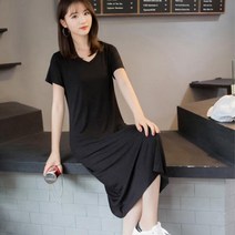 캐주얼 롱원피스 빅사이즈 스판 하객 결혼식 봄옷 키작녀 77사이즈