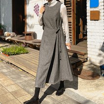 바잉몰 여성 분위기좋아 민소매 모직 롱 원피스