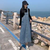 멜빵 나시 오버롤 롱원피스 뷔스티에 멜빵치마 레이어드 청 데님 롱 나시 원피스 데이트룩