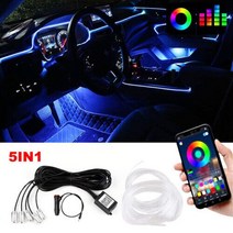 6인 1 자동차 차량용 인테리어 네온 RGB Led 스트립 조명 앱 제어 장식 주변 분위기 대시 보드 램프 12V, 03 5 in1 APP Control_01 RGB