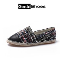 GENKISHOES 검정색 모직물 에스파듀 슬립온 큰 사이즈의 여성화 35-43