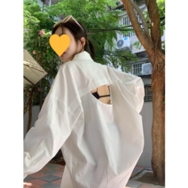 여자 루즈핏 무지 셔츠 백리스 등트임 블라우스