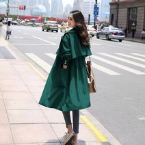라오농 봄여름 트렌치코트 심플 미니멀 와일드 피콕 그린 화이트 원웨이 트렌치코트+2f506LL