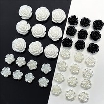 (5pcs)진주장미꽃플라워 탑꾸 포카포꾸악세사리재료, 5개입, 화이트색(PL03-5)