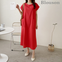 블루종세일 한정수량/패플단독 블루종 심플 포켓 린넨 원피스_B2105OP130B