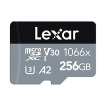 Lexar 프로페셔널 1066x256GB MicroSDXC UHS-I 카드 SILVER 시리즈 160MB/s 읽기 액션 카메라 드론 고급 스마트폰 태블릿용 LMS1066256G-B, 256GB_Single | Adapter