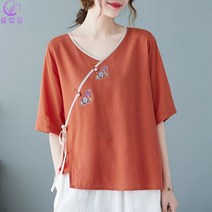 셀럽당 여성용 면 린넨 셔츠 루즈핏 빅사이즈 셔츠 절복 F00926