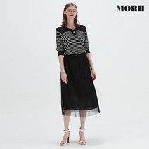 모어 S L사이즈플리츠스커트 쉬폰블랙