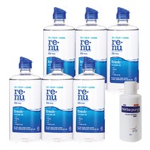 바슈롬 리뉴 후레쉬 500ml X 6개 (헤르바 손소독제 80ml 증정) 렌즈용액 렌즈세척액 렌즈세정액