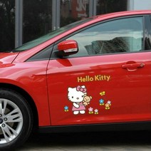 키티 캐릭터 차량스티커 인테리어스티커 소품스티커, 상품60)헬로키티 소풍 차량빅사이즈스티커