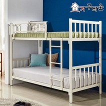 (주)가구타운 철제 분리형 이층침대 DW201 (싱글 / 슈퍼싱글), 직선형 슈퍼싱글 화이트, 독립포켓양면 매트리스 2장, 1층/2층 강판받침대로 변경