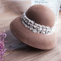 클로슈햇 여성 여자 겨울 모자 프랑스 복고풍 햅번 블랙 벨 모양 모직 영국 어부