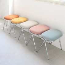 인블루가구 메탈스툴 인조가죽 스틸 파스텔 보조 화장대 의자, 베이지