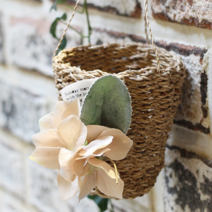 천연 해초 라탄 미니행잉바구니 화분커버 꽃바구니 행잉플렌트가드닝소품 4종, 레이스사각, 1개