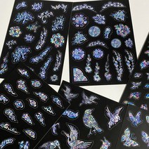 [바보사랑] 자개 시리즈 무광 리무버블 스티커 a6사이즈 6종, 자개:나비